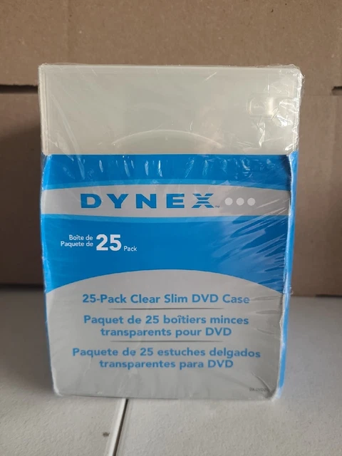 New Sealed 25 Pack Dynex DVD CD Blu Ray Cases Super Slim Thin Clear