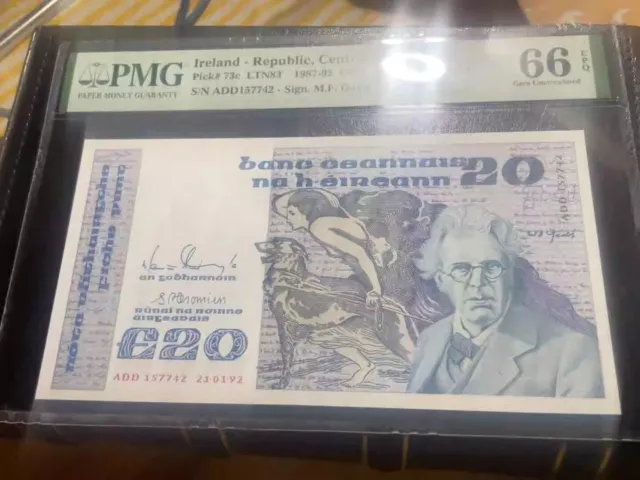 Ireland Republic banknote 1987-1992 banknote 20 pounds PMG 66 P-73c