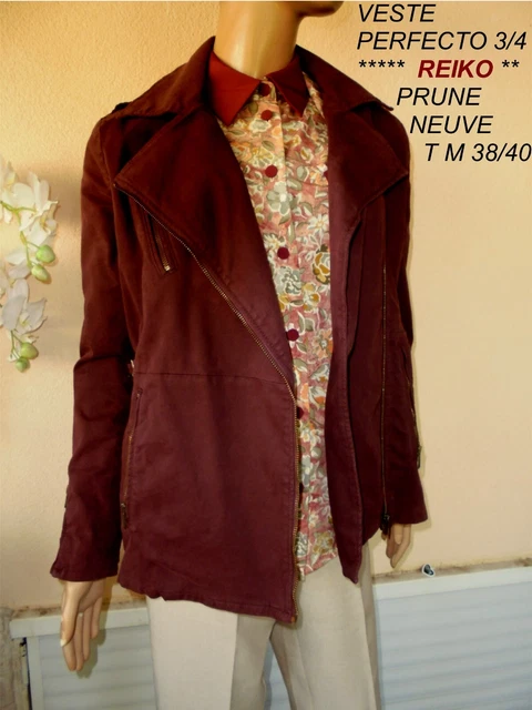 VESTE PERFECTO ZIPPE Reiko Lie De Vin T M 36/ 38/40 98