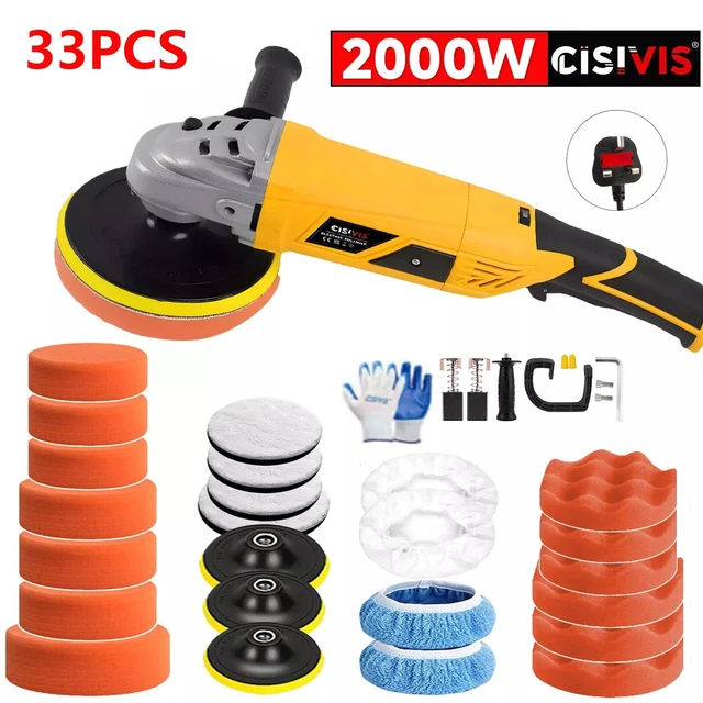 1580W 7-Inch Car Polisher Buffer – Variable Speed Rotary Tool With Waxing Pad Kit, 110V