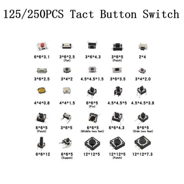 125/250x Valori Tattile Interruttore a Pulsante Micro Momentanea Assortimento