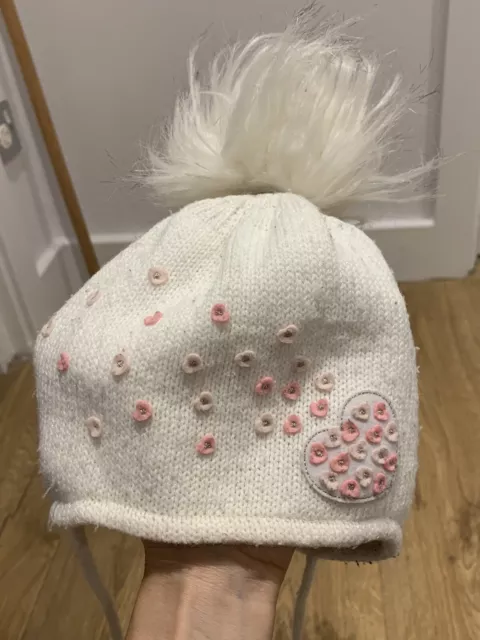 Girls Kids Winter Hat Warm Beanie Knitted Baby Toddler Fleece Inside Pompom Cap
