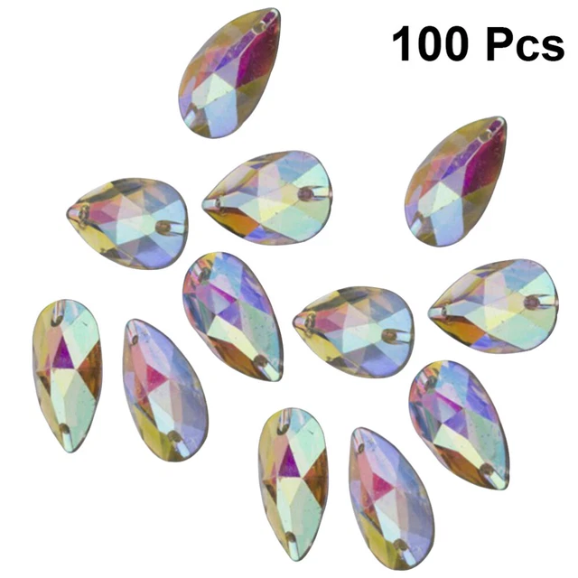 100 PIEZAS Vestido Estrás Plano Estrás Plano Acrílico Costura Acrílico Forma de Gota