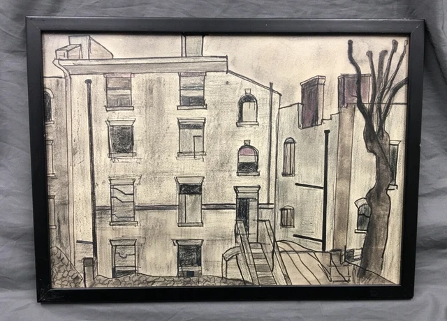 Mid 20th Century English Naive School Ink, Charcoal & Pencil Period Study..