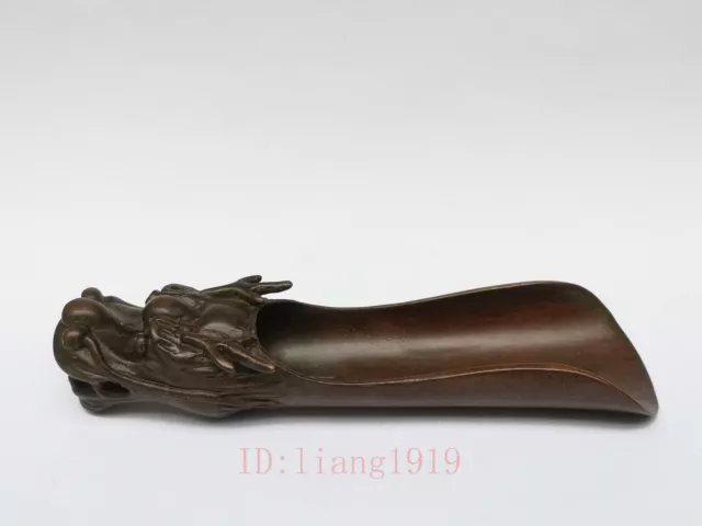 Collected Old China Bronze Carving Dragon Statue Teaspoon Family Decoration Gift
