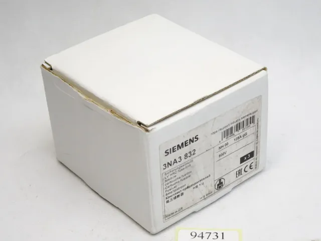 Siemens Insert Fusible 3NA3832 125A / Contenu : 3 Pièce / Neuf Emballage