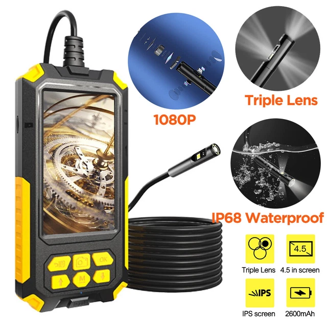 4.5& SCREEN INDUSTRIAL 1080P Triple Lens Endoscope Inspection Camera ...