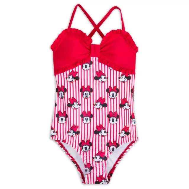 NWT Disney Store Minnie Mouse Striped Swimsuit Girls UPF 50+ many sizes
