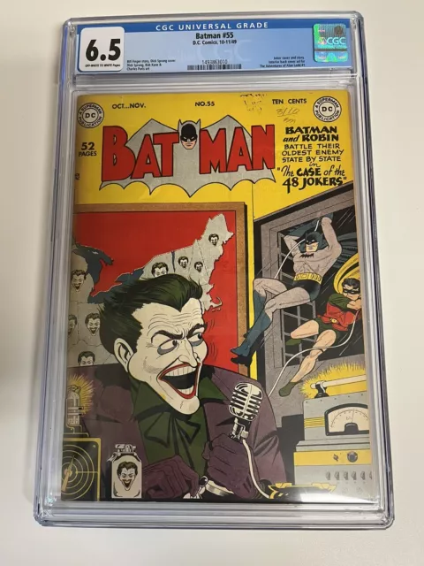 BATMAN #55 (1949) CGC 6.5 Creepy Golden Age JOKER Cover Dick Sprang Bill Finger