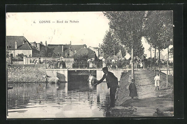 CPA Cosne, Bord du Nohain 1909