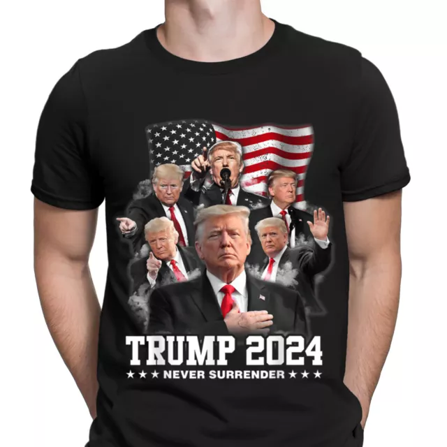 Donald Trump T-Shirt Mugshot Jail Headshot Fake News Funny Mens T shirts #UJG7#2