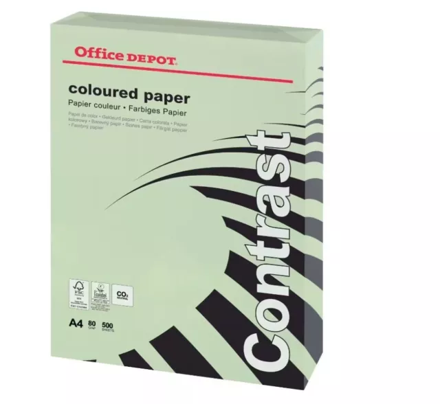 Office Depot DIN A4 Farbiges Papier Grün 80 g/m² Glatt 500 Blatt