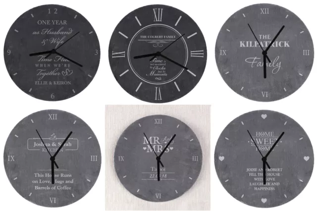 Personalised Slate Wall Clock Choose Design For All Occasions