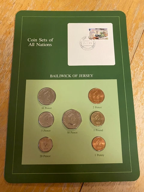 Coin Sets Of All  Nations  Baliwick Of Jersey   1984 - 85  Unc  W / Card