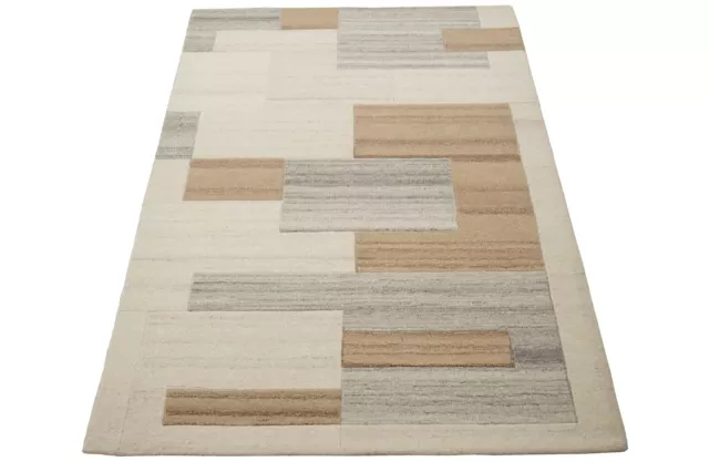 Tapis 100% Laine Beige Braun Gris 160x230 CM D'Orient Touffeté à la Main HT205