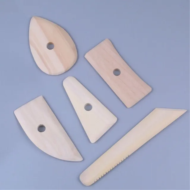 Vielseitige Holzschaber zum Formen von Ton und Hinzufügen feiner Details 5 Stck