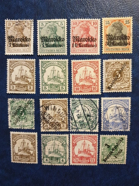 Mix Deutsche KOLONIEN 16 Schöne BRIEFMARKEN mit dabei besseren!!