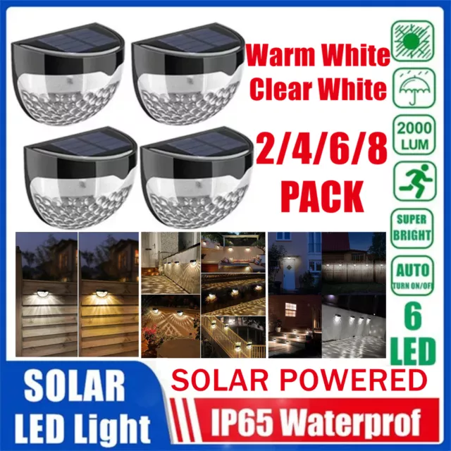 2-8 Pack Outdoor Solar LED Deck Light Garden Patio Pathway Stair Step Fence Lamp