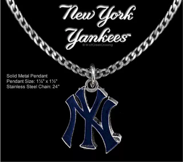 Large New York Yankees Necklace Stainless Steel Chain Baseball Hot! - Free Ship'