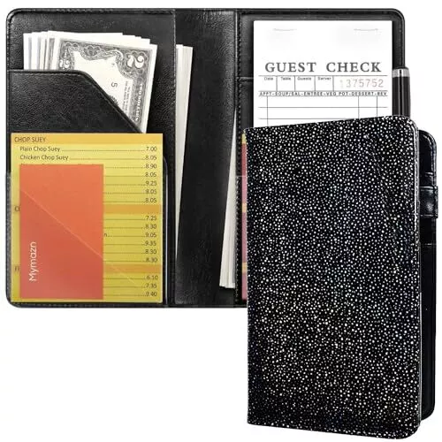 Glitter Black Server Book for Waitress Book Server Wallet Waiter Book Cute Bl...