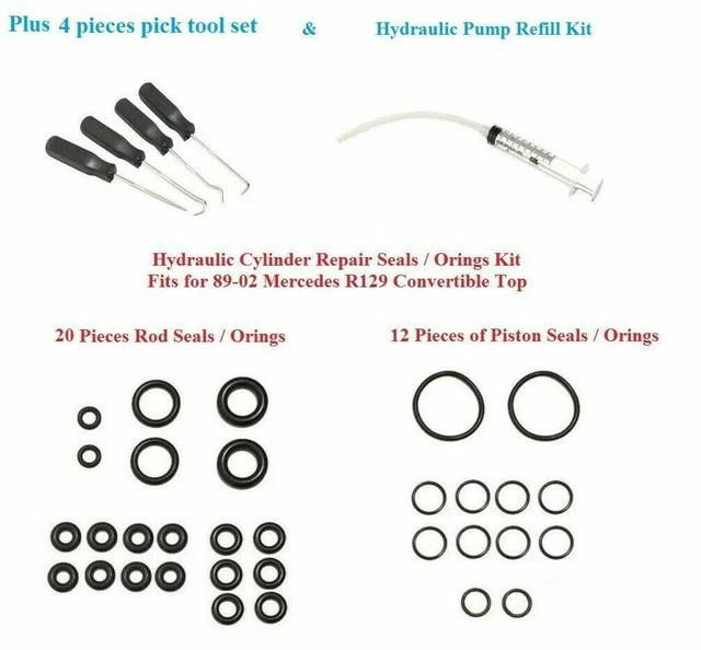 NEW HYDRAULIC CYLINDER Repair Kit for Convertible R129 9093 Mercedes