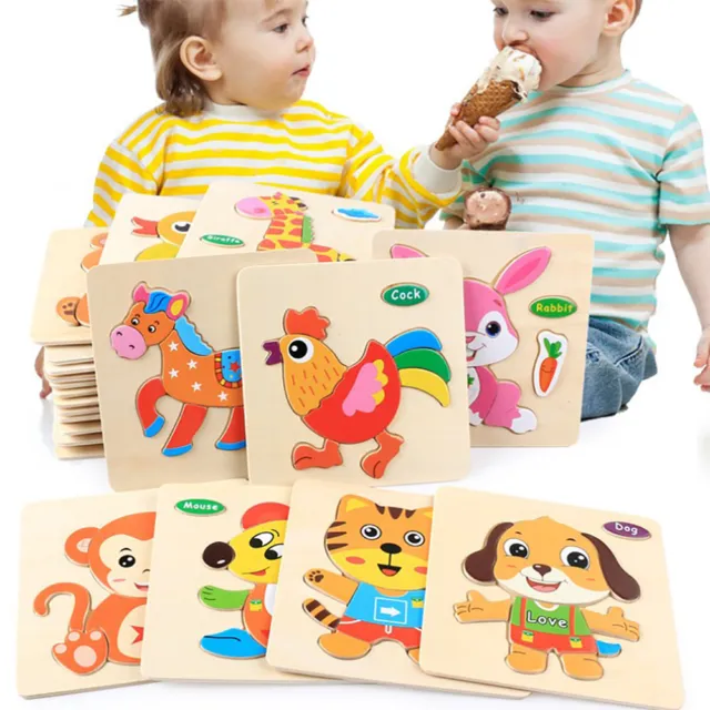 Non-toxic Quality Wooden Puzzle Educational Developmental Baby Kids Training Toy