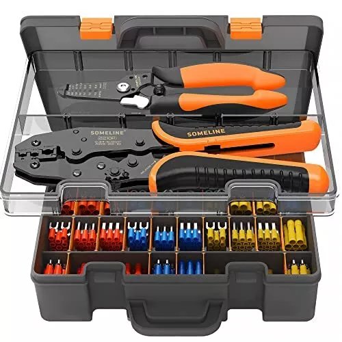 SOMELINE® Insulated Wire Terminal Crimping Tools Kit, Crimping Tool Set with 36