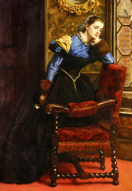 Oil painting John Everett Millais - Female portrait young lady with Swallow