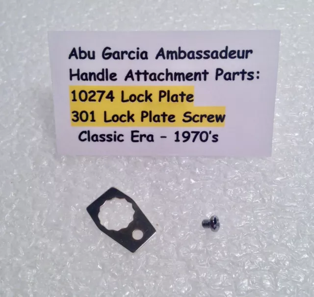 ABU GARCIA HANDLE Attachment Parts: 10274 Lock Plate & 301 Screw - Classic  70's $4.79 - PicClick