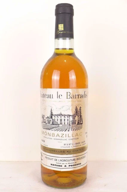 monbazillac château la barradis (étiquette tâchée) liquoreux 1983 - sud-ouest