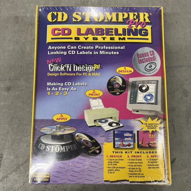 CD STOMPER PRO Labeling System Label Maker NIP Vintage 1999 PC Designer
