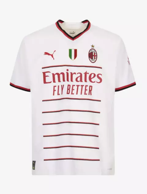 Maglia Milan Away Authentic Maglia Da Calcio Gara Trasferta Bianca Con Scudetto