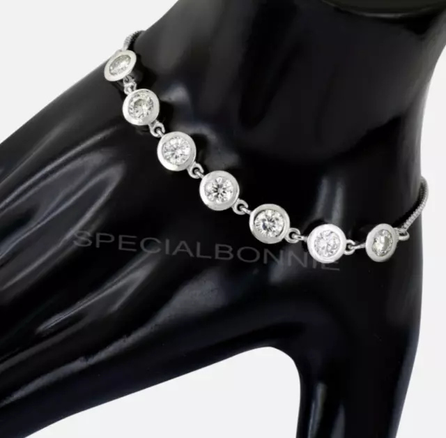 7Ct Certified Seven Diamonds Chain Bracelet-925 silver-VIDEO