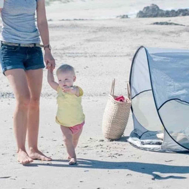 DERYAN Pop-Up-Strandzelt mit Moskitonetz 120x90x80 cm Himmelblau DERYAN