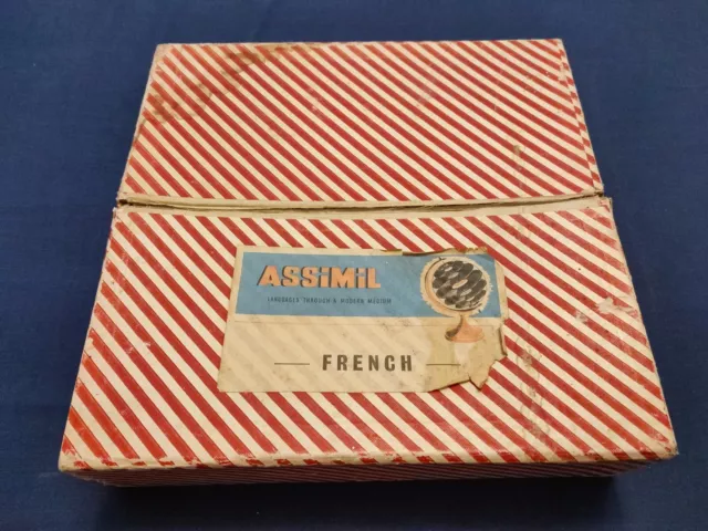 1930er Jahre Assimil 20x 10 Zoll Schellackschallplatten Französisch Le Francais peinelos verpackt