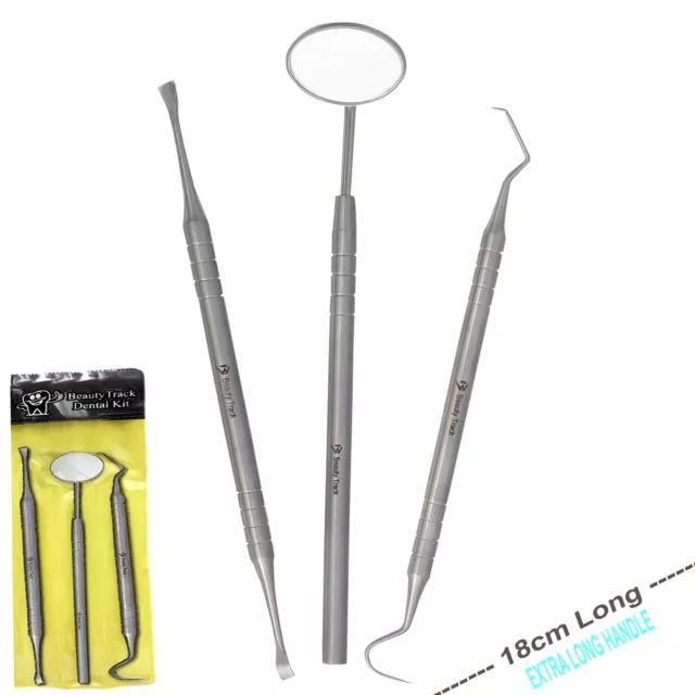 Dental Probe Set 3 Piece -Stainless Steel - Teeth Tooth Pick Scraper Mirror Kit