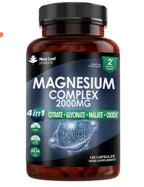 Magnesium Glycinate 4in1 Complex 2000mg High Strength Capsules,120 Capsules