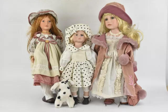 Bundle Of Vintage Porcelain Dolls 25cm Tall With Stands