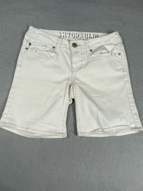 Hydraulic Lola Women's Size 5/6  White Embellished Curvy Bermuda Jean Shorts