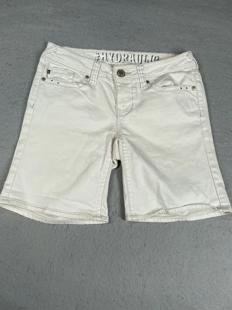 Hydraulic Lola Women's Size 5/6  White Embellished Curvy Bermuda Jean Shorts