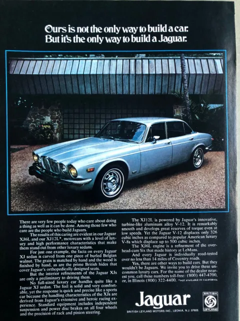 Vintage 1975 Jaguar XJ12 original color ad IP116