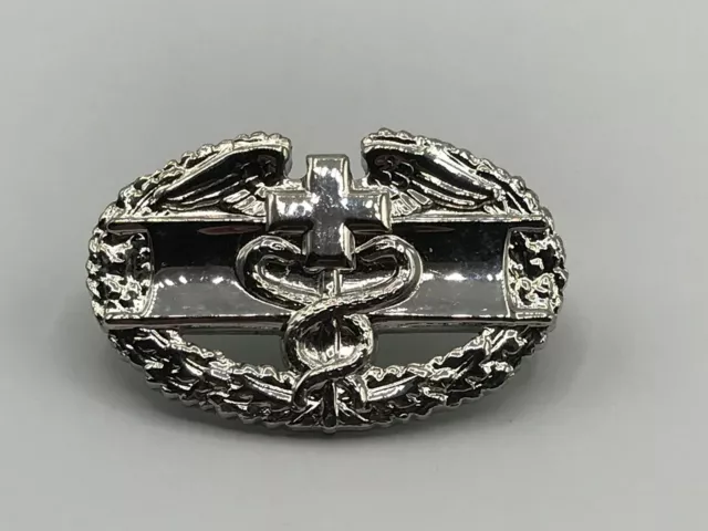 U.S. Army Military Medical Pin Wings Cross Stretcher Wreath  Silver Tone  A1