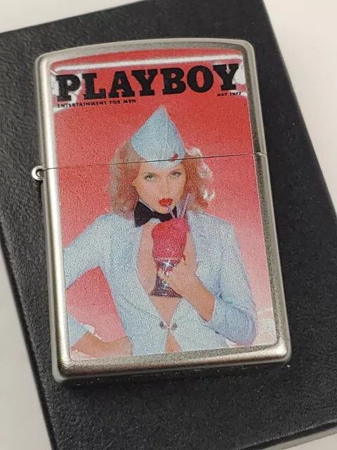 Zippo 205 PLAYBOY COVER May 1977 on Satin Chrome Windproof Lighter- DEC (L) 2021