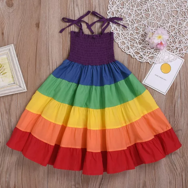 Abito arcobaleno principessa bambina maniche lunghe abiti da festa top Stati Uniti 10