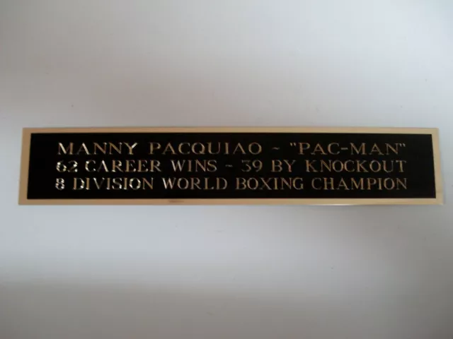 Manny Pacquiao Engraved Nameplate For A Signed Boxing Glove Trunks Photo 1.25X6