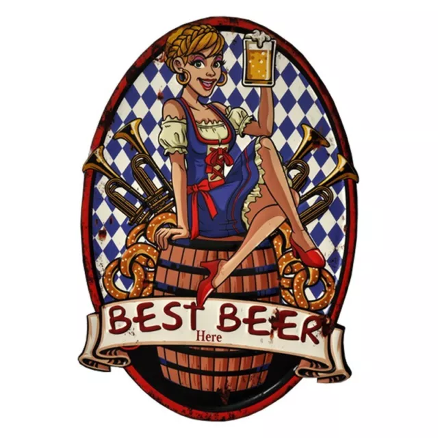 5Y1076 Oktoberfest Bayern Pin-Up-Girl Bier Nostalgieschild Blechschild Werbeschi