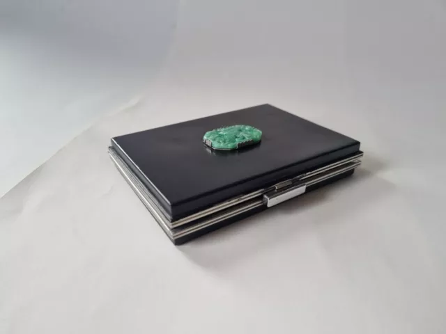 Art Deco Vintage Ladies Vanity / Cigarette Box with Jade Bird Design