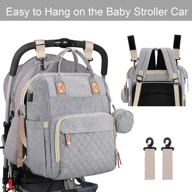 Baby Diaper Nappy Changing Backpack Set Mummy Large Multi-Function Travel Bag US 9