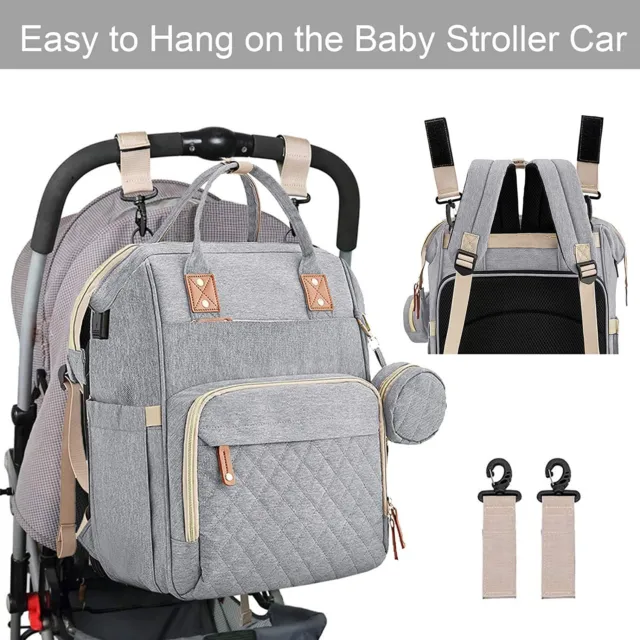 Multi-Functional Baby Diaper Bag Backpack with Bassinet Changing Station Crib 8