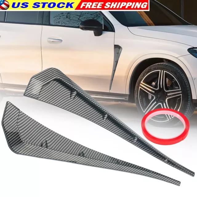 2PCS Universal Carbon Fiber Car Exterior Side Fender Vent Air Wing Cover Trim US